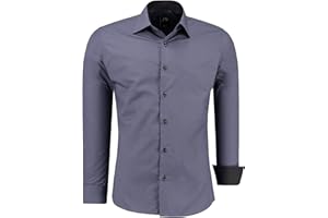 J'S FASHION Camicia da Uomo a Maniche Lunghe, Slim Fit, Facile da Stirare, Taglie UE: dalla S alla 6XL