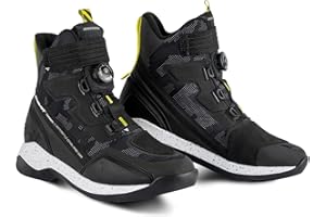 SHIMA TAKESHI VENT, Zapatos de Motocicleta para Hombres - Transpirables, Zapatos de calle reforzados con sistema de cierre ATOP, Suela antideslizante, Mango de cambio de marchas (Camo, 43)