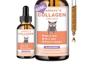 SANTKOL Collagen for Cats - Cat Joint Supplement - Grass Fed Cat Collagen Drops - Skin and Coat Supplement - Digestive & Immunity Support - with MSM, Hyaluronic Acid, Taurine - Roast Chicken Flavor, 60 ML