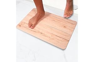 Pure 4Home - Alfombrilla Diatomita Baño Piedra | 60cmx39cm Lija y Tapete incluidos | Alfombra Baño Diatomita | Alfombrilla Baño Diatomita | Alfombra Diatomita Baño (Fresno Madera)