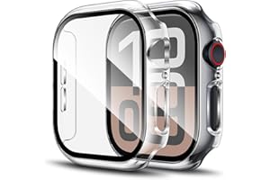 LK 2 sztuki etui ochronne do Apple Watch Series 11/10, folia ochronna na wyświetlacz 42 mm, twardość 9H, czysta HD, pełna ochrona, odporne na zarysowania, twarde etui ochronne z poliwęglanu do iWatch