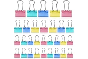 HXMJIED 50pcs Colored Binder Clips, Upgrade Your Organization with 3 Sizes Metal Foldback Clips, Colorful Bulldog Clips, Colored Metal Binder Clips, Stationery Clamps for School & Office (15mm/19mm/25mm)