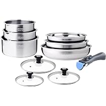 Batterie 10 pcs casseroles 16-18-20 cm poêle 20-22-26 cm satiné ...