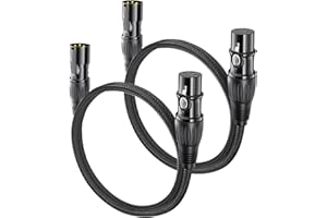 Ltemziiy Cavo XLR 1M 2 Pack, cavo microfono XLR professionale maschio a femmina, cavo microfono schermato con rivestimento in nylon intrecciato per mixer e sistemi di altoparlanti