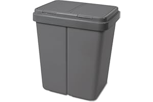 AP ALPFA GMBH Alpfa Müllbehälter 2 x 25 L Duo Bin Mülleimer GRAU inkl. 2 Ersatzfedern