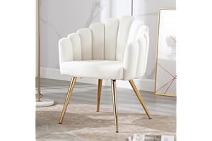 Ya-Home Butaca de Salón Nordic con Apoyabrazos, Sillones de Dormitorio Individual Moderna de Lana Suave, con Patas Doradas Silla Tocador Maquillaje para Hogar/Salón,Blanco