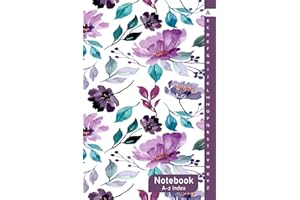 Alphabetical Notebook A5: A to Z Notebook A5 with Alphabetical Tabs Printed, 4 Pages per Letter; 105 Page Floral Cover Notebook – Perfect for Personal and Professional Use