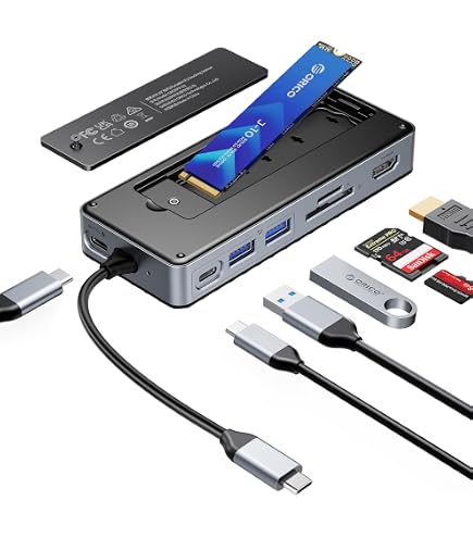 BENFEI 6-in-1 USB-C Hub Met M.2 NVMe SSD-behuizing – 10 Gbps, 100W PD, 4K@60Hz HDMI, Voor MacBook, IPad Pro, Dell XPS En Surface