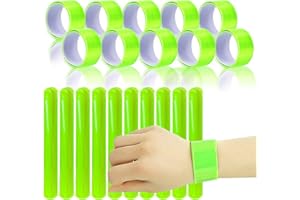 Gxhong Reflectante Banda, Brazalete de Seguridad Alta Visibilidad Cintas Reflectantes Usado para Exterior Correr Montar a Caballo Bicicleta Niño Adulto Brazo Pierna Muñequera 20Pcs Fluorescencia