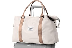 SEAFEW Torba podróżna torba sportowa dla kobiet torba na bagaż podręczny 45x36x20 Easyjet torba weekendowa torba pływacka fitness torba treningowa damska na podróżną siłownię,P8-Beż z brązem