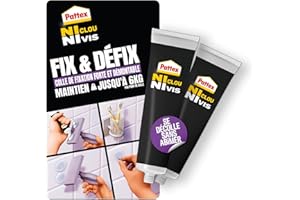 Pattex Colle Ni Clou Ni Vis Fix & Défix (2 tubes de 44 g) – Colle de fixation forte et démontable avec maintien jusqu'à 6 kg – Se décolle sans abîmer et résiste à l'eau