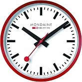 Mondaine Duvar Saati A990.Clock.11SBC 25 cm - Resmi İsvi&ccedil;re Demiryolları Saati Kırmızı İkinci El Kırmızı Al&uuml;minyum G&ouml;vde Toza