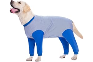 Yeapeeto Dog Onesie Surgery Recovery Suit for Large Medium Bodysuit Dogs Pajamas PJS Full Body for Shedding, Allergy, Anti Licking, Wound Protection, Cone Alternative (2XL, Blue)