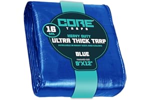 Core Tarps bache de Protection Exterieur (265 g/m²|9′ X 12′ | 2.75m X 3.65m | Bleu) 16 Mil Haute résistance,bâche de Couverture, Bâche étanche–bâche de Protection avec œillets