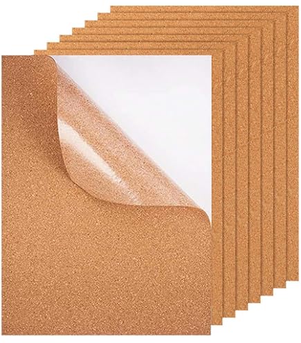 Okydoky Lot de 9 panneaux autocollants en liège pour murs, 30 x 30 cm, 4 mm d'épaisseur, tableau d'affichage pour bureau, maison, école (4 mm, 9P, Royaume-Uni