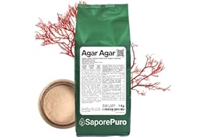 SaporePuro AGAR AGAR en polvo 1 kg – Gelificante natural SIN GLUTEN – Ideal para cocina molecular, espesante para postres, mermeladas, flanes y helados