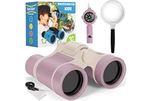 ZINBO Ferngläser für Kinder, Kinderfernglas Spielzeug für 3 4 5 6 7 8 Jahre Jungen und Mädchen, Set mit Lupe & Kompass – Geburtstagsgeschenke Outdoor Spielzeug für Kinder Im Alter Von 3-8 Jahren (Rosa)