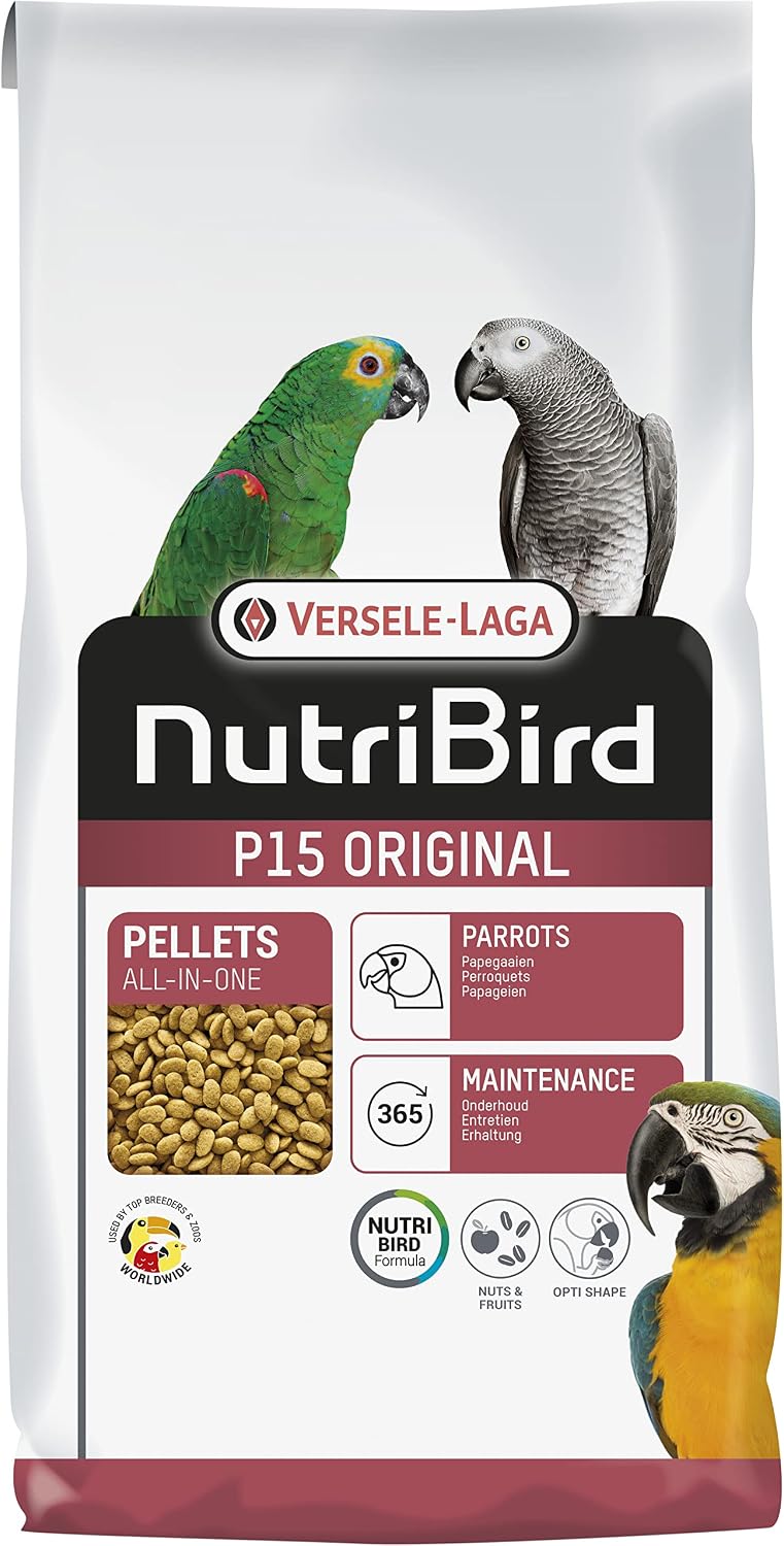 VERSELE-LAGA - NutriBird P15 Original - Granulado extrusionado - Alimento de Mantenimiento para Loros - Monocolor - 10kg