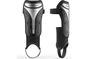 Sportout Protège-Tibias de Football pour Adultes et Jeunes, Protection Complète pour la Jambe, avec Protection de la Cheville Rembourrée pour Prévenir Les Blessures