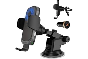 Wefunix 15W Automatisch Handyhalterung Fast Wireless Charger Qi Ladestation Auto KFZ Lüfter +Elektronisch Motor Kompatibel mit iPhone 15 14 13 12 11 XS XR X 8 Samsung Galaxy S23 S22 S21 S20 Note 20/10