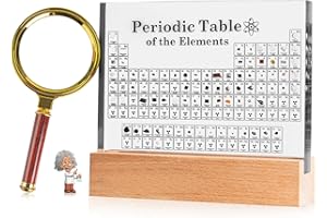 FANTICDE-Tableau Periodique Des Elements,Table périodique éléments réels,Acryl Periodic Table Of 83 Elements,Cadeau de Chimie pour étudiants, enseignants(15cm*11cm*2cm)