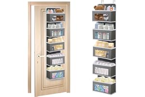 MangoKit Over Door Hanging Organiser, Baby Caddy Over Door Organiser, 5 Pockets Foldable Storage&Transparent Window, Space Saving Storage for Kids' Bedroom, Bathroom, Utility Room & Nursery