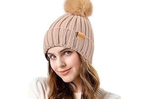 REDESS Donna Inverno Cappello a Maglia Beanie Caldo Pile Foderato con Pompom cap Spesso Slouchy Neve Maglia Cranio Ski cap