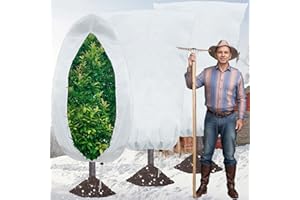 HZNZYHD 3 Packs 180x120CM 80gsm Plant Fleece Frost Protection Jackets,Garden Fleece Bags with Drawstring and Zipper,Winter Fabric Plant Covers for Frost Protection of Bushes, Fruit Trees, and Potted Plants