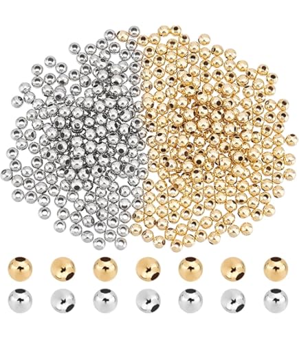 Perles D'espacement En Laiton 2mm/3mm/4mm - Lot De 300 Pièces - Pour Fabrication De Bijoux, Bracelets, Colliers