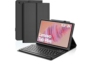 JADEMALL Funda con Teclado para Lenovo Tab Plus 11.5" 2024, Español Ñ Teclado Bluetooth Inalámbrico Desmontable con Funda Protectora Delgada para Tablet Lenovo Tab Plus 11.5 Pulgadas 2024(TB351FU), Negro
