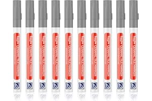 SHERYL&RAIN 10 Pcs Tile Pen, Grey Grout Pen for Tiles Bathroom with Replacement Nib Tips, Anti-Grout Gray Tile Pen Marker for Restoring Tile Grout Wall Floor Bathroom Kitchen and Floor Tiles
