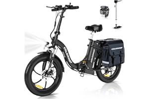 ‎COLORWAY COLORWAY EBike, 20 Zoll Fat Reifen Klapp Elektrofahrrad, 250W Motor, 36V/15AH Batterie, Citybike, maximalen Reichweite von 45-100 Kilometern，7-Gang, mit Gepäckträgertasche., mit Scheibenbremsen.