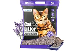 PETOSKA Cat Litter- 5Kg | Lavender Fragrance | Scoopable Bentonite Clay Cat Litter | Advanced Clumping Scented Litter Sand | 99.9% Dust Free | Natural | Odour Control