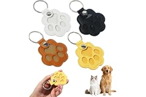 Praelian Porte-clés Mémoire Poils Animaux - Lot de 4 Boîtiers Souvenir en Forme de Patte (Noir, Blanc, Jaune, Marron) - 9x6.2 cm - Cadeau Personnalisé pour Chien, Chat - Collection de Fourrure