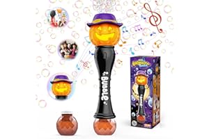 Bombble Bacchetta Bolle Zucca di Halloween, Macchina Bolle di Sapone Automatica per Bambini con Musica/Luci/Soluzione, 5000+ Bolla al Minuto Macchina Delle Bolla per Feste All'aperto