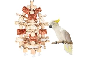 YIXUND Vogelspielzeug, Papageienspielzeug für große Vögel, natürlicher Maiskolben und Luffascheiben, Vogelkauspielzeug für Graupapageien, Aras, Kakadus, Amazon-Papageien und andere kleine und mittelgroße