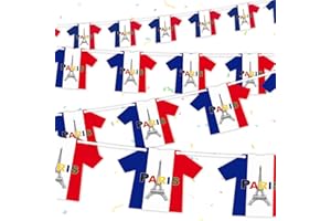 UOQO 50Pcs Drapeau Francais Jeux Decoration, 2024 Drapeaux Jeux Olympi-ques Decor Forme Des Vêtements Bannière Pour la Coupe d'Europe Jeux Olympi-ques Fête Nationale Décoration de La Maison