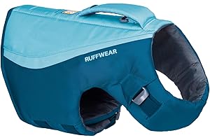 Ruffwear Float Coat Hundejacke, Auftrieb und Auftrieb, Hundeweste für sicheres Schwimmen, Bootfahren, Wassersport, Deep Blue, Small