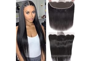 DUAUJUIU Lace Frontal 13x4 Straight HD Lace Frontal Transparent Lace Closure Human Hair Frontal Closure Pre Plucked with Natural Hairline Ear to Ear Natural Color Brazilian Hair for Women 12 Inch