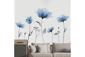 NPCSWXQ Wandtattoo Blumen Abziehbare Peel And Sticks, Big Blaue Blume wall stickers Vogel Schmetterling Wandsticker, für Schlafzimmer Kinderzimmer Wohnzimmer Sofa Hintergrund Büros Home Dekoration Geschenk