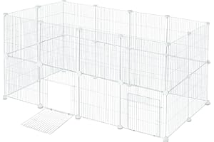 EUGAD Modułowy kojec dla zwierząt domowych z drzwiami, szyfrowane siatki druciane, kojec dla szczeniaka, wewnątrz, 24 panele, metalowe ogrodzenie dla małych zwierząt, kociąt, chomika, świnki morskiej