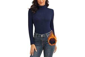 WOWENY T-Shirt Thermique pour Femme - Col roulé - en Polaire - Manches Longues - Thermique - Extra Chaud - Maillot de Corps à Manches Longues - Léger - sous-vêtements de Ski - T-Shirt de randonnée