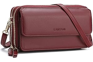 Lanyani Women Wallet RFID Blocking Phone Wallet Wrist Clutch Small Bag with Strap