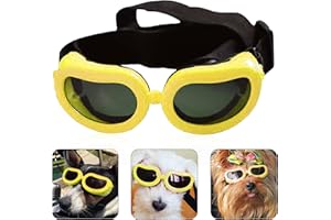 YISKY Lunettes de Soleil pour Chien, Lunettes Protection pour Chien, Protection UV Chien Lunettes, Lmperméable Lunettes pour Chien, Lunettes pour Chien Pliable, Coupe-Vent, Anti-buée (Jaune)