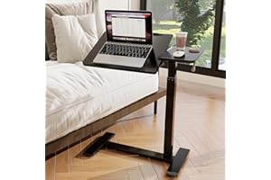 PUNCIA Tavolino da Laptop Scrivania per Computer 68x40 CM Regolabile in Altezza 70-102cm Tavolo da Letto con Ruote Tavolino Porte PC Porta Computer da Scrivania per Ufficio e Casa (Nero)