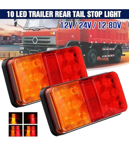 Lot De 2 Feux Arrière LED Triangulaires 12V/24V E20 - Camion Remorque