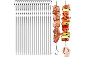ENAIAH 20 sztuk 38 cm długie szaszłyki ze stali nierdzewnej szpikulec do kebabu płaskie szaszłyki do grilla wielokrotnego użytku szpikulce do grilla, do szaszłyków warzywnych chleb