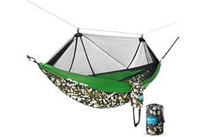 OLIFE Sunbreeze Pro Hamac Double ultraléger avec moustiquaire et Sangles d'accroche pour Arbre | Capacité de Charge 200 kg (3 m L x 2 m l) | Respirant et à séchage Rapide| Voyage en Plein air Camping
