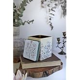 EVLE-Er024-2e Botanica Yellow Patterned Square Metal Storage Container 12x12 Cm (Botanica Yellow)