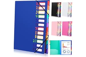 Tatxmalv Range Document Bureau A4, Classeur Extensible, Classeur à Documents à 12 Compartiments, Rangement Papier Administratif avec Élastique pour Documents de Bureau, Devoirs Scolaires (Bleu)